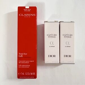 (3/$40) Dior Capture Totale Le Sérum 5mL Clarins Total Eye Lift 7mL Sample Set